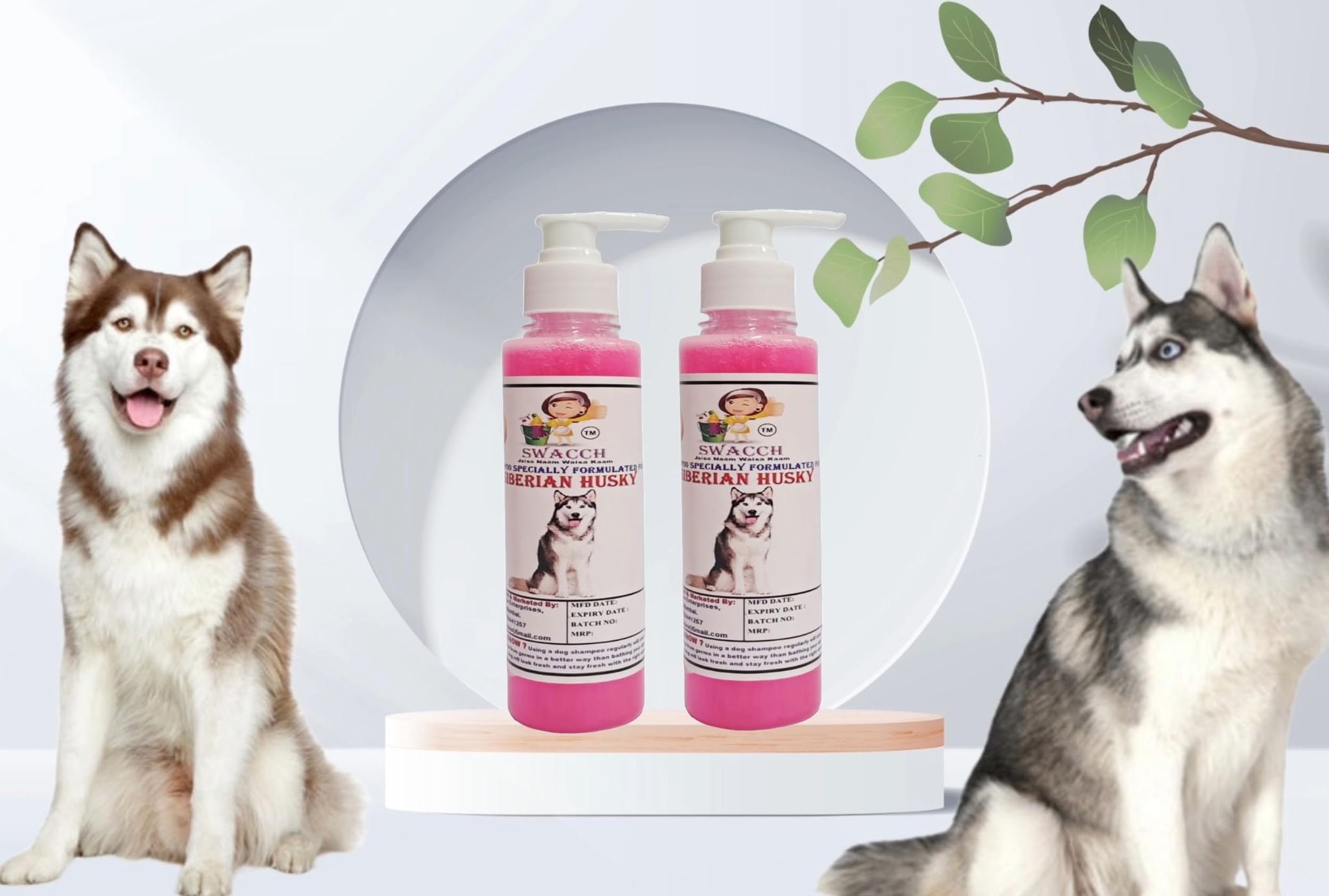 SWACCH Premium Shampoo for Siberian Husky (200ML) (Pack of 2) Rose