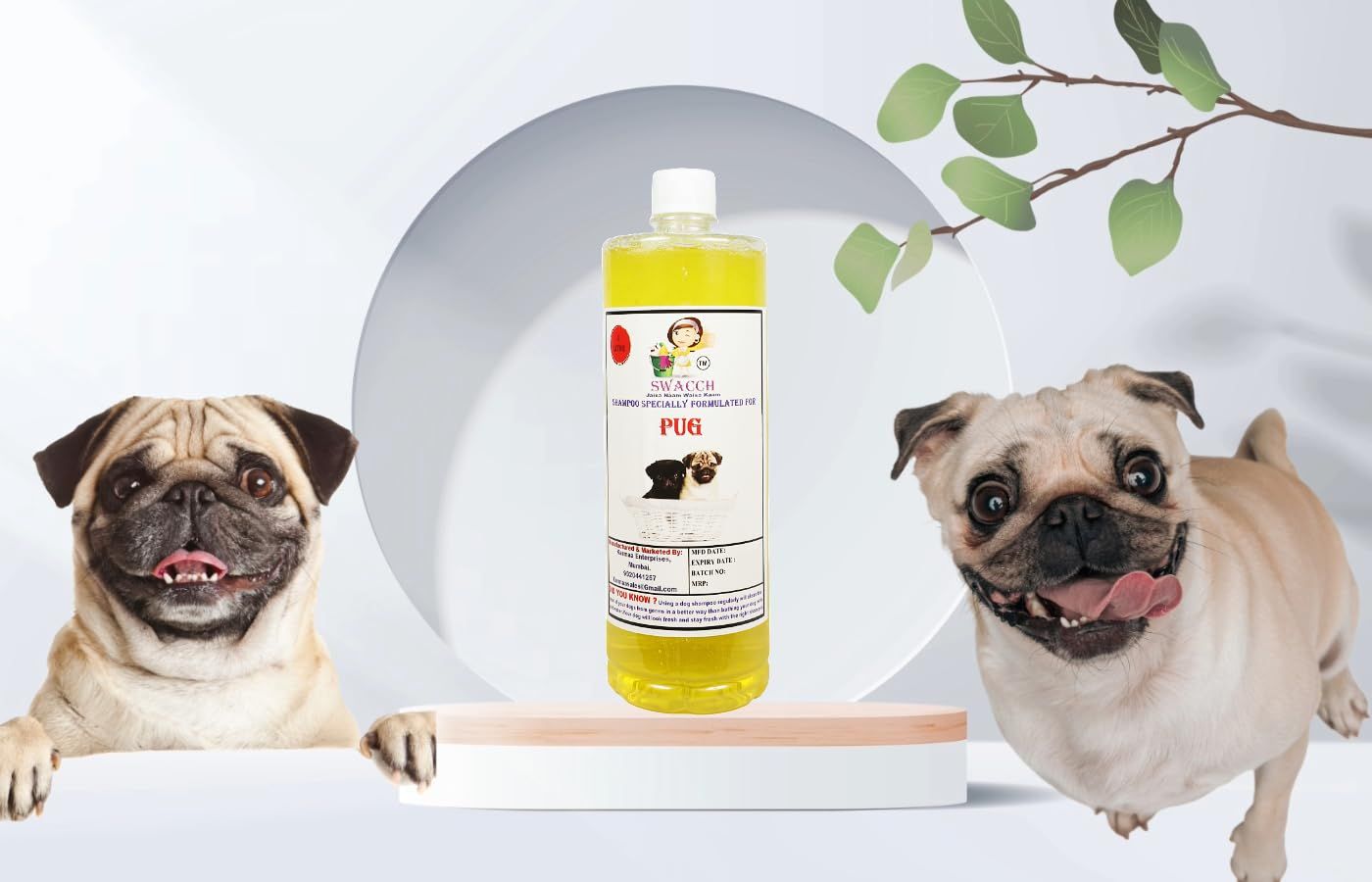 SWACCH Shampoo Specially FORMULATED for Pug (1 Litre) Lemon