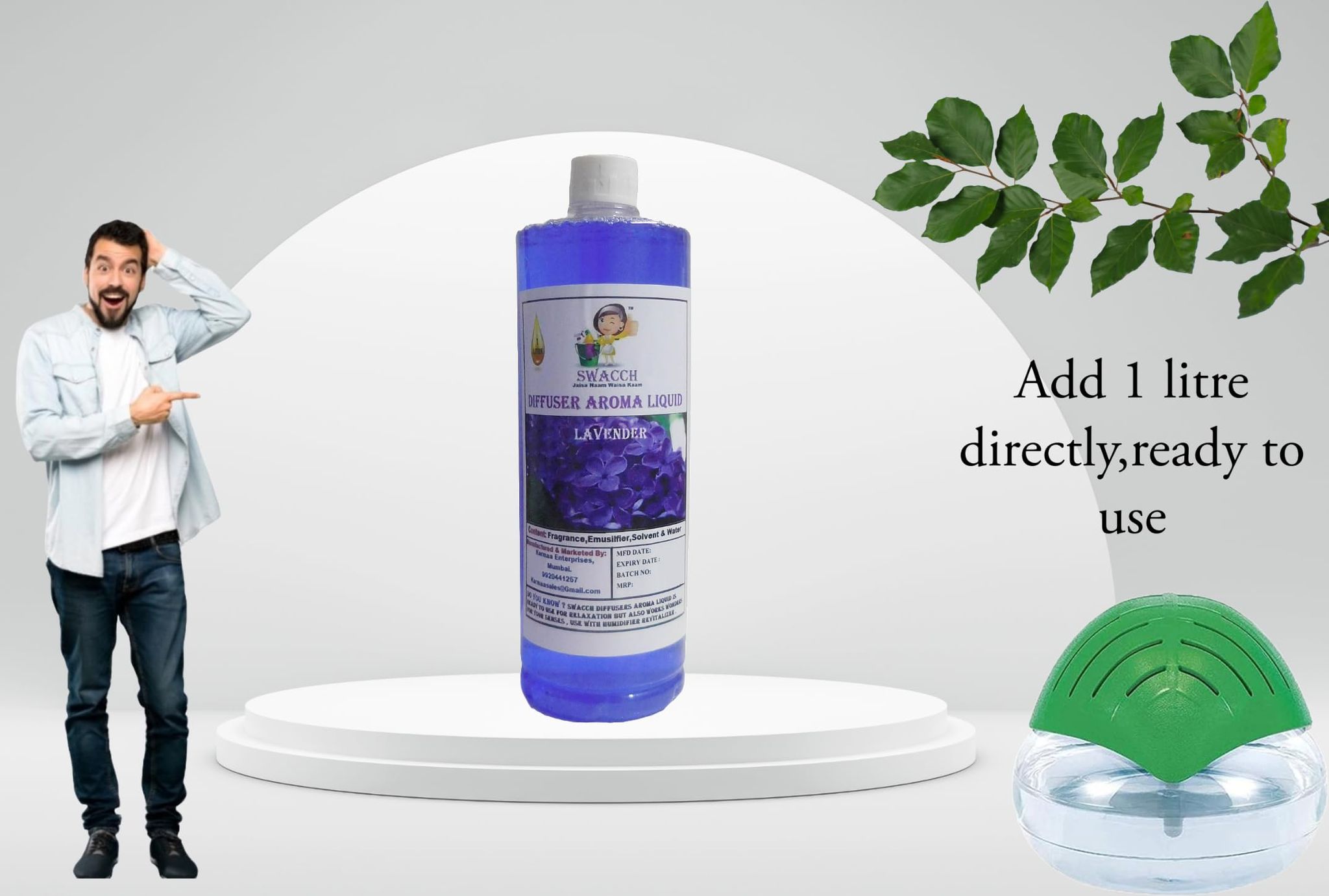 Swacch Diffuser Aroma Liquid (1 Litre) Lavender