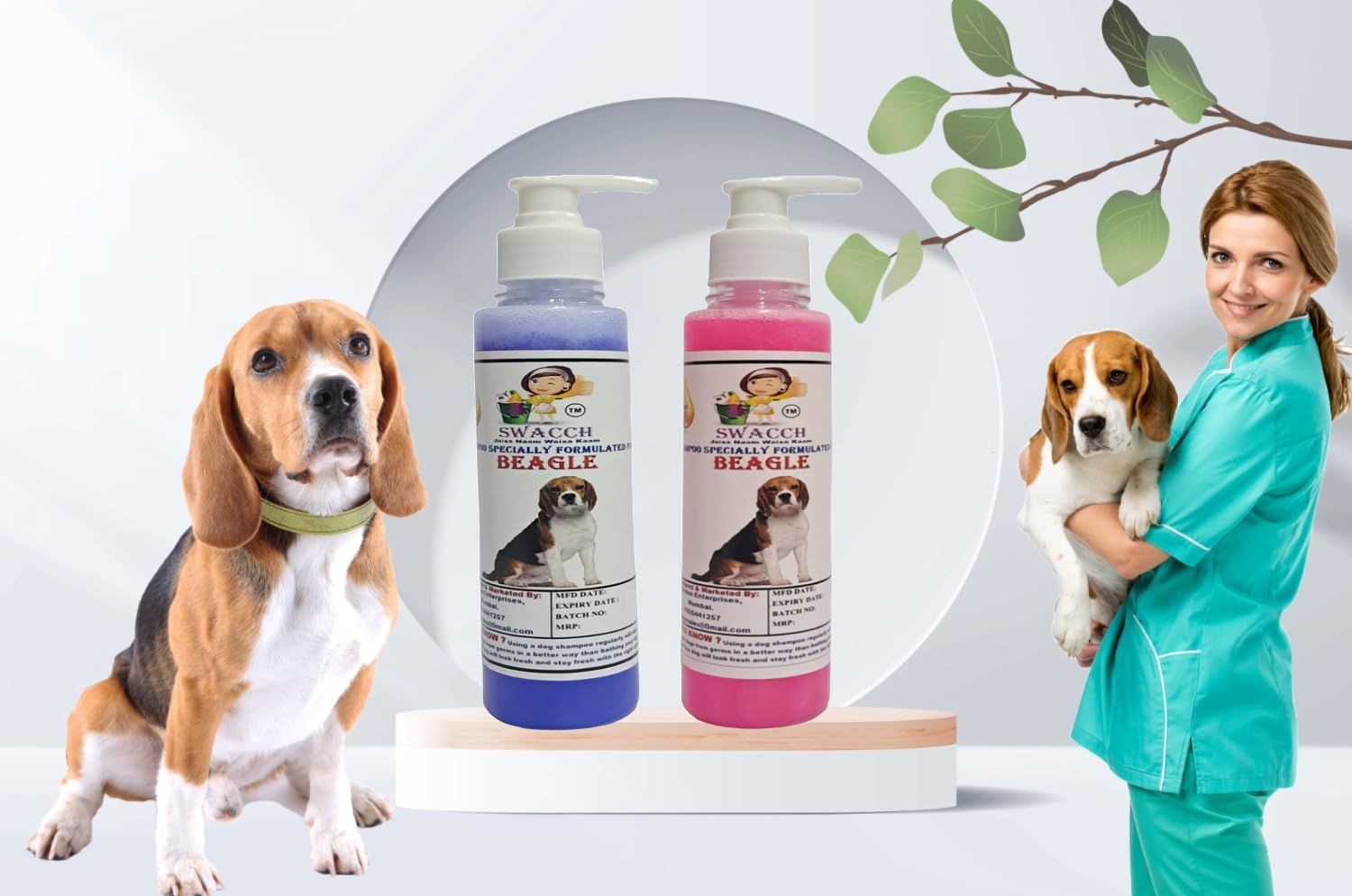 SWACCH Premium Shampoo for Beagle (200ML) (Pack of 2) Lavender & Rose