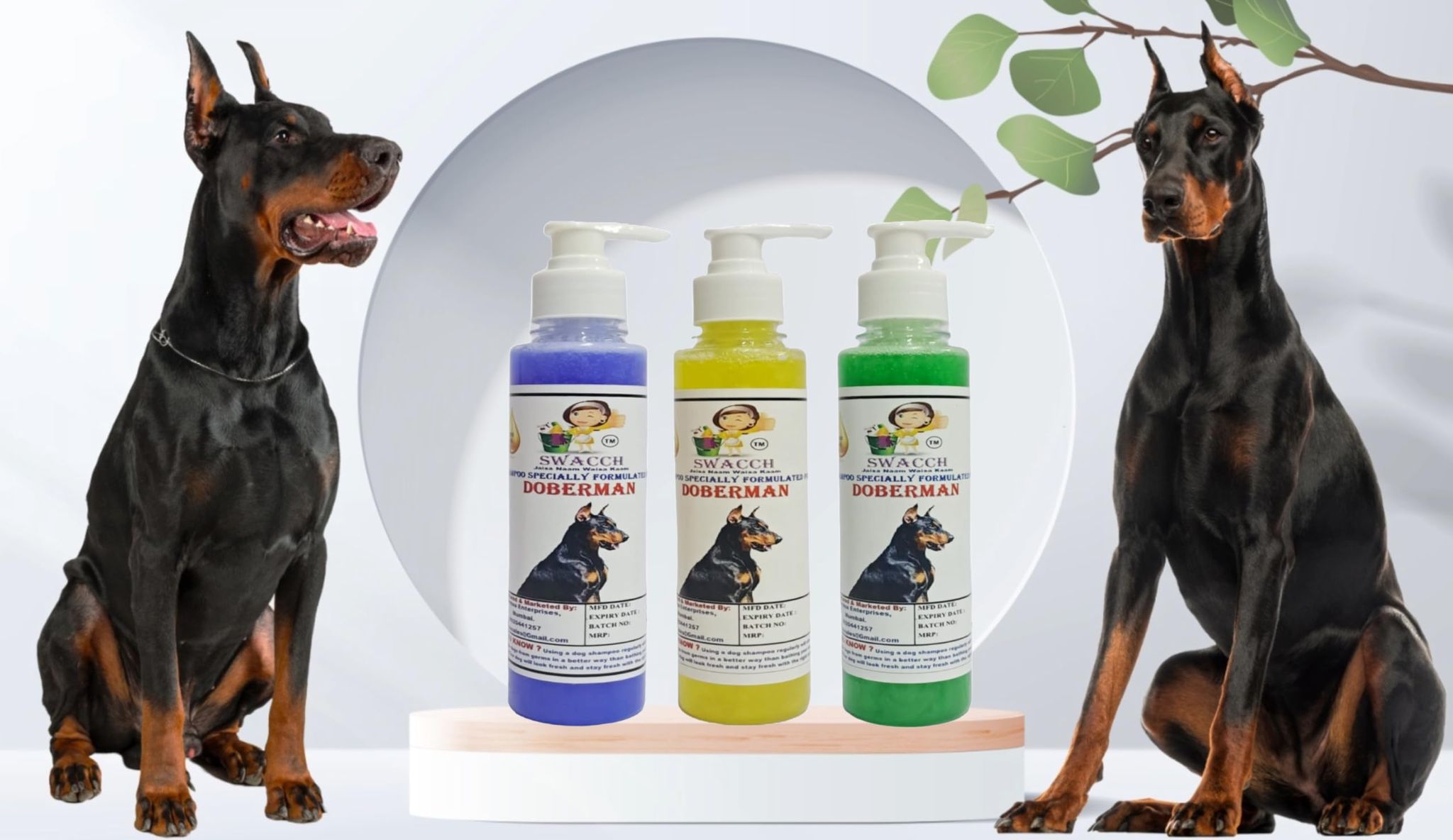 SWACCH Premium Shampoo for Doberman (200ML) (Combo Pack of 3) Lavender, Lemon & NEEM ALOVERA