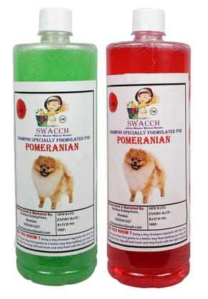 Swacch Shampoo Specially Formulated for Pomeranian (1 Litre) (Combo Pack of 2) Neem Alovera, Jasmine