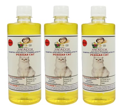 SWACCH Shampoo Specially FORMULATED for Persian Cat (500ML) (Pack of 3) Lemon