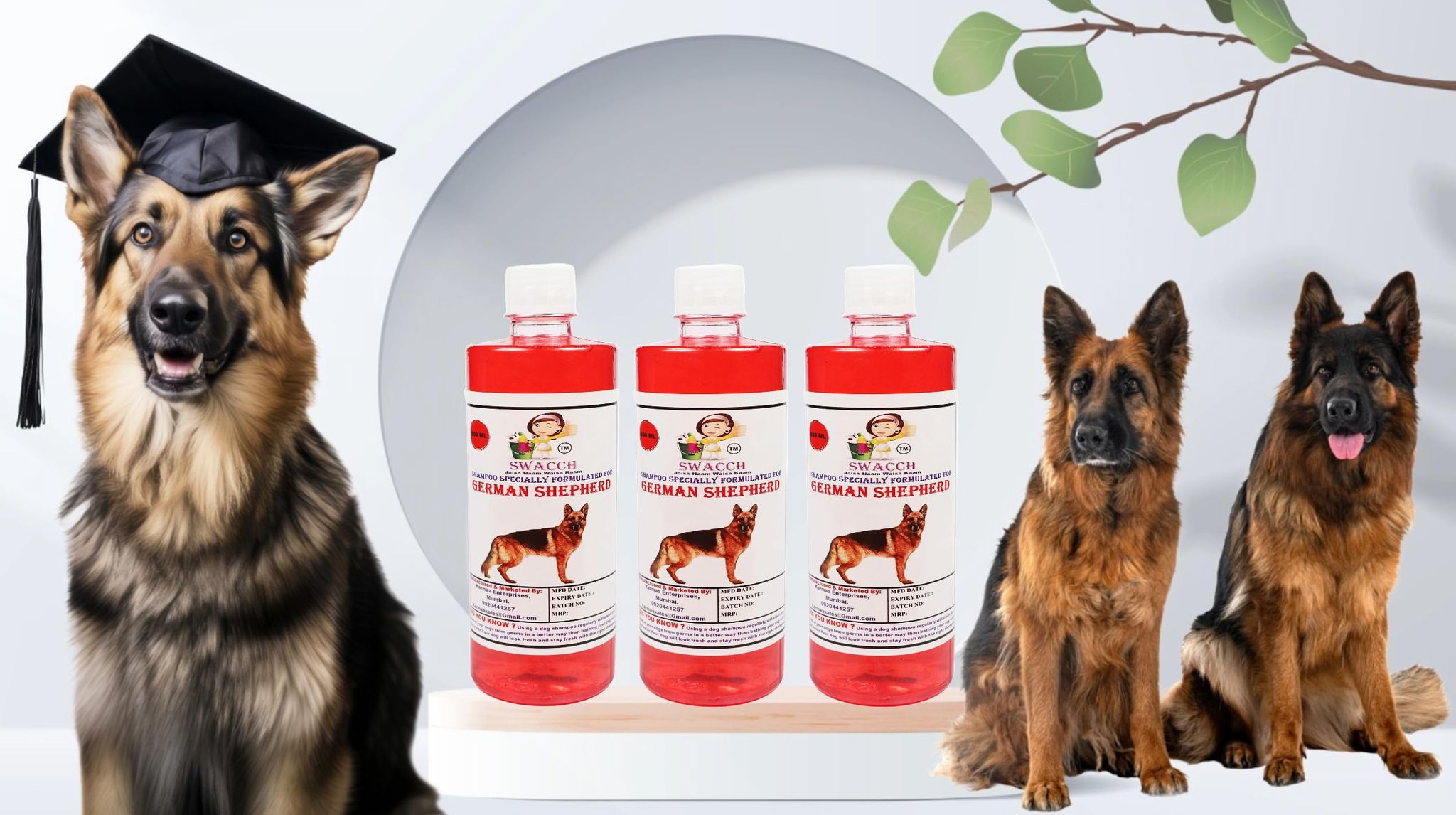 Swacch Shampoo Specially Formulated for German Shepherd (500ml) (Combo Pack of 3) Strawberry