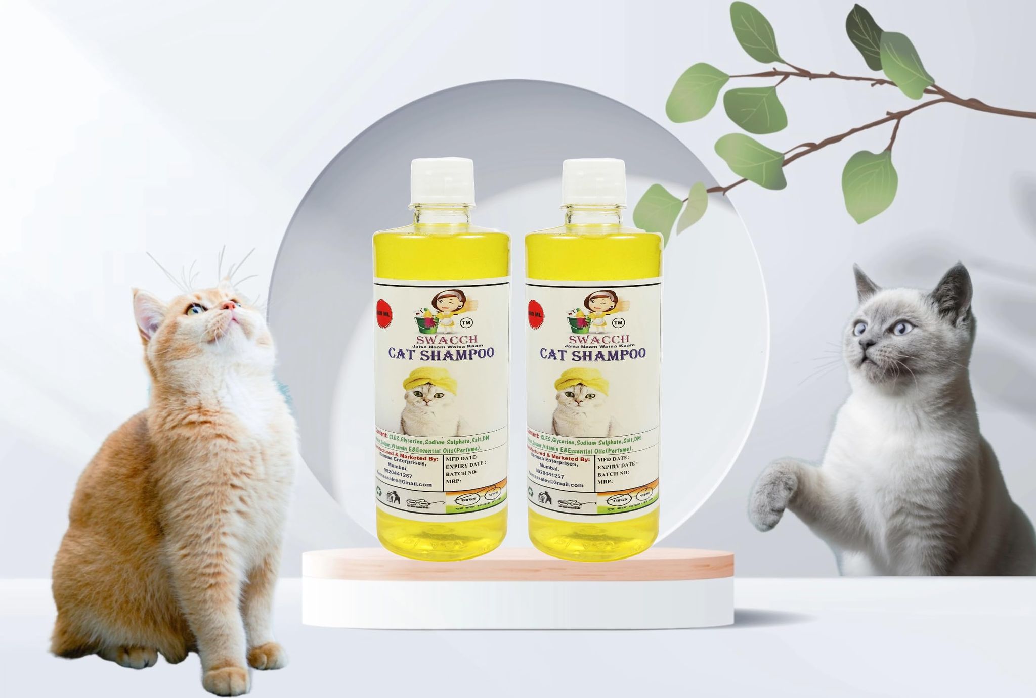 SWACCH CAT Shampoo (500ML) (Pack of 2) Lemon