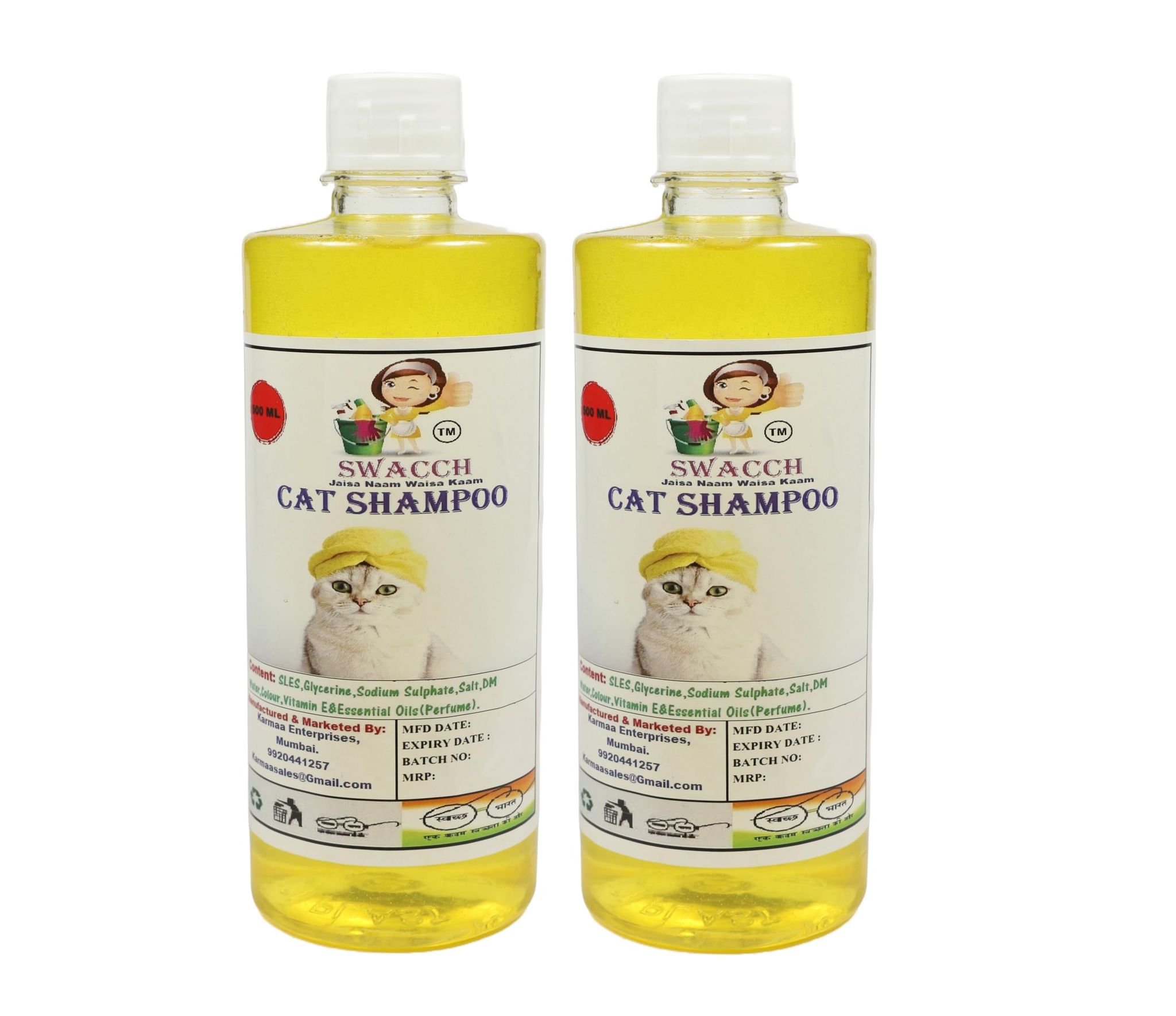 SWACCH CAT Shampoo (500ML) (Combo Pack of 2) Lemon