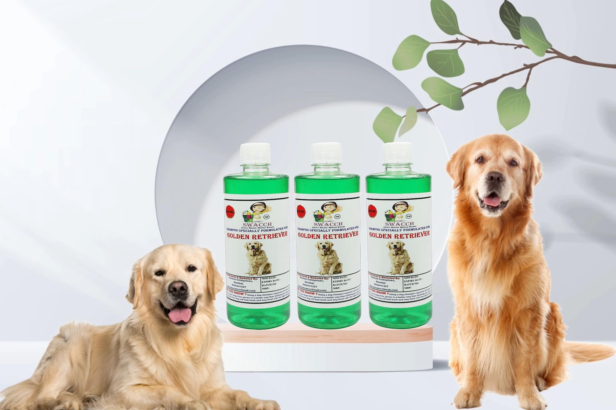 SWACCH Shampoo Specially FORMULATED for Golden Retriever (500ML) (Combo Pack of 3) NEEM ALOVERA