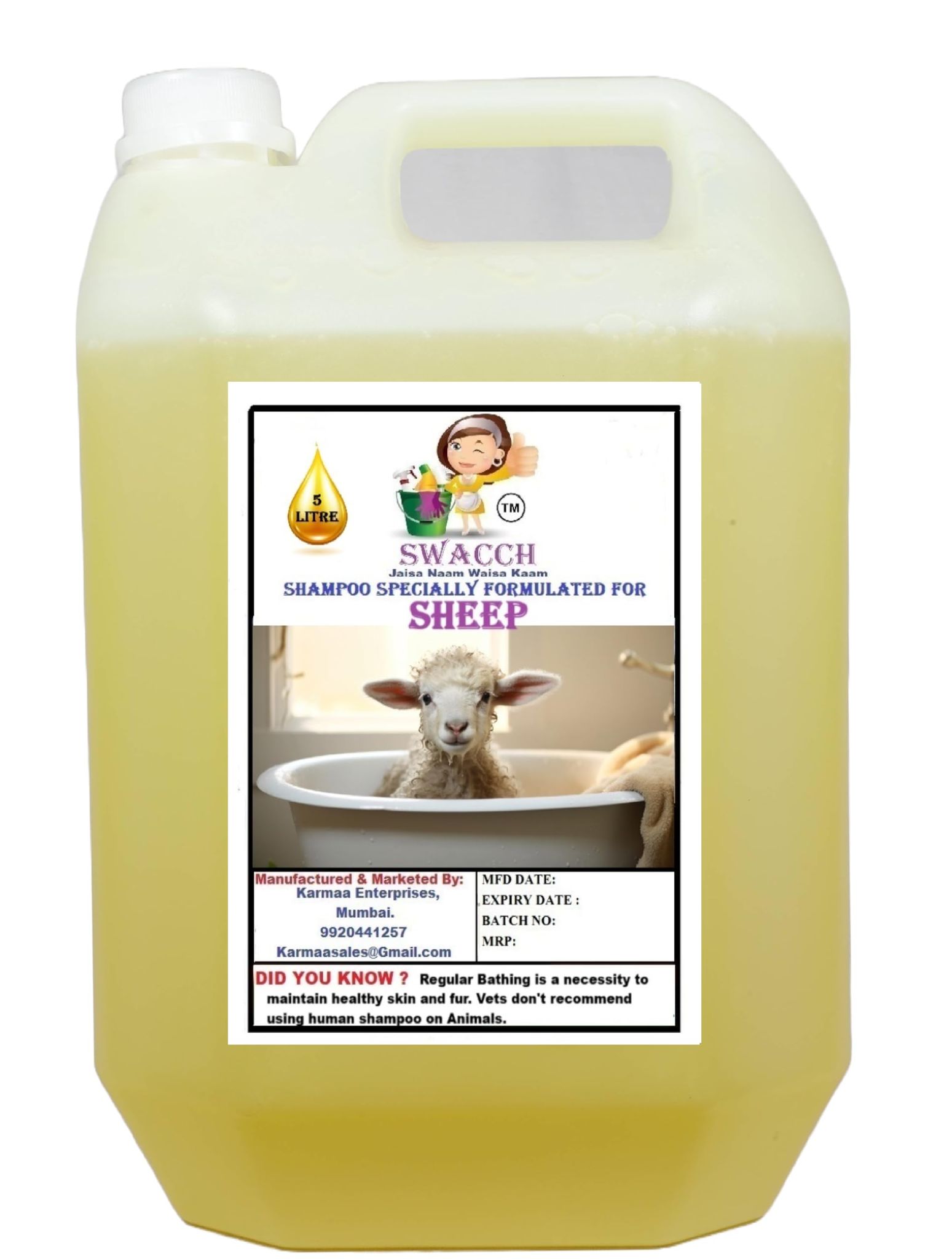 Swacch Shampoo Specially Formulated for Sheep (5 Litre) Lemon