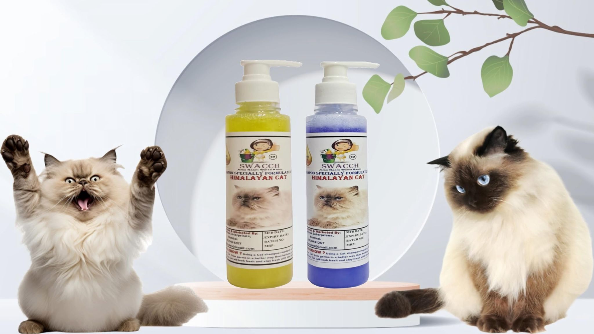 SWACCH Premium Shampoo for Himalayan CAT (200ML) (Pack of 2) Lemon & Lavender