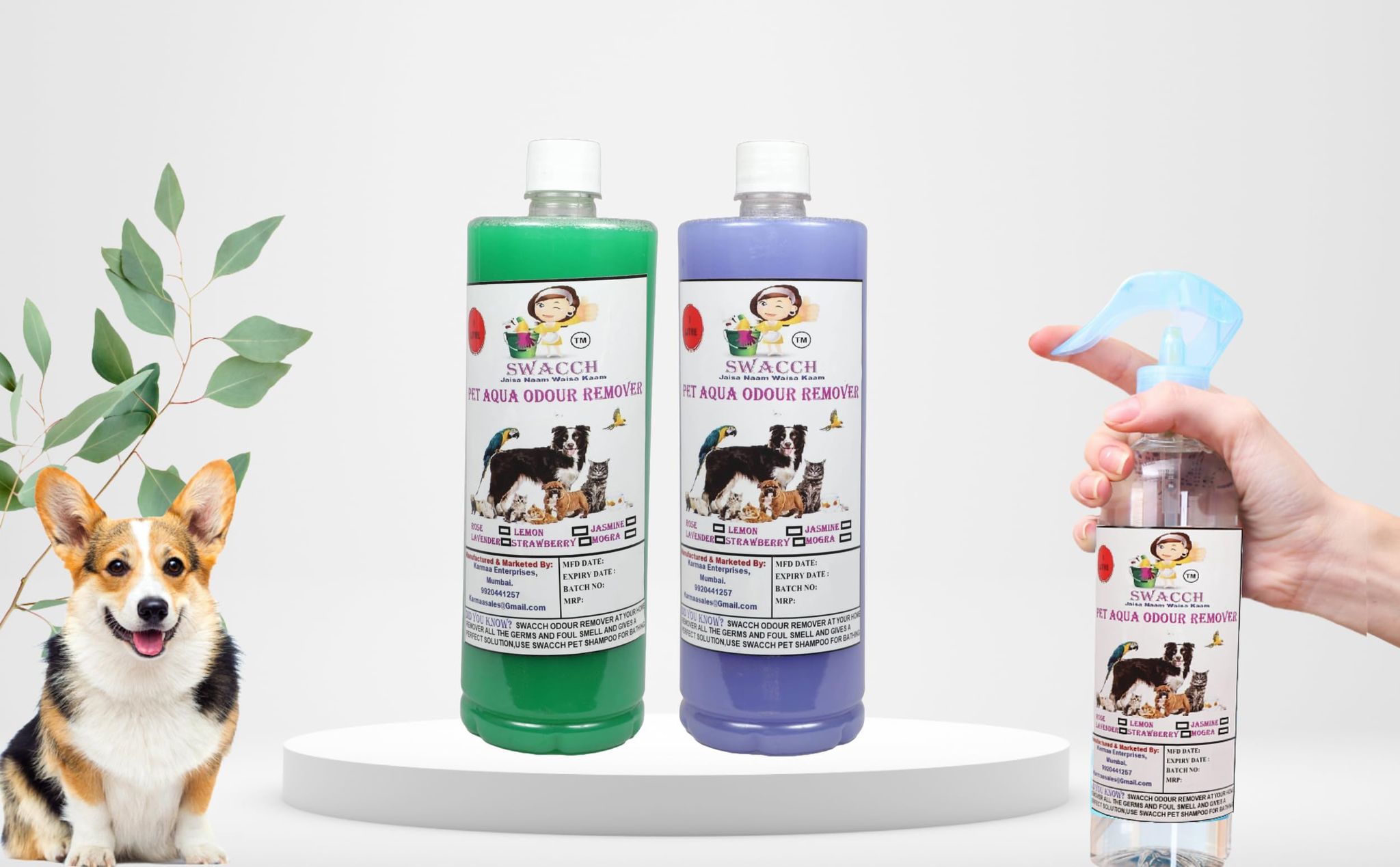 Swacch PET Aqua Odour Remover (1 Litre) (Combo Pack of 2) Jasmine & Lavender