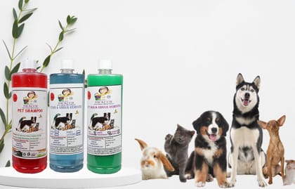 Swacch Pet Shampoo (Jasmine) + Deodorizer (Jasmine) + Stain Remover (Lavender) (1 Litre) (Combo Pack of 3)
