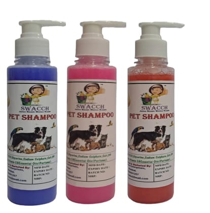 SWACCH Premium Shampoo for PET Shampoo (200ML) (Combo Pack of 3) Lavender, Rose & Jasmine