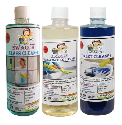 HOME CARE COMBO Glass Cleaner, Tiles & Marble Cleaner & Toilet Cleaner 500ml (Pack of 3)