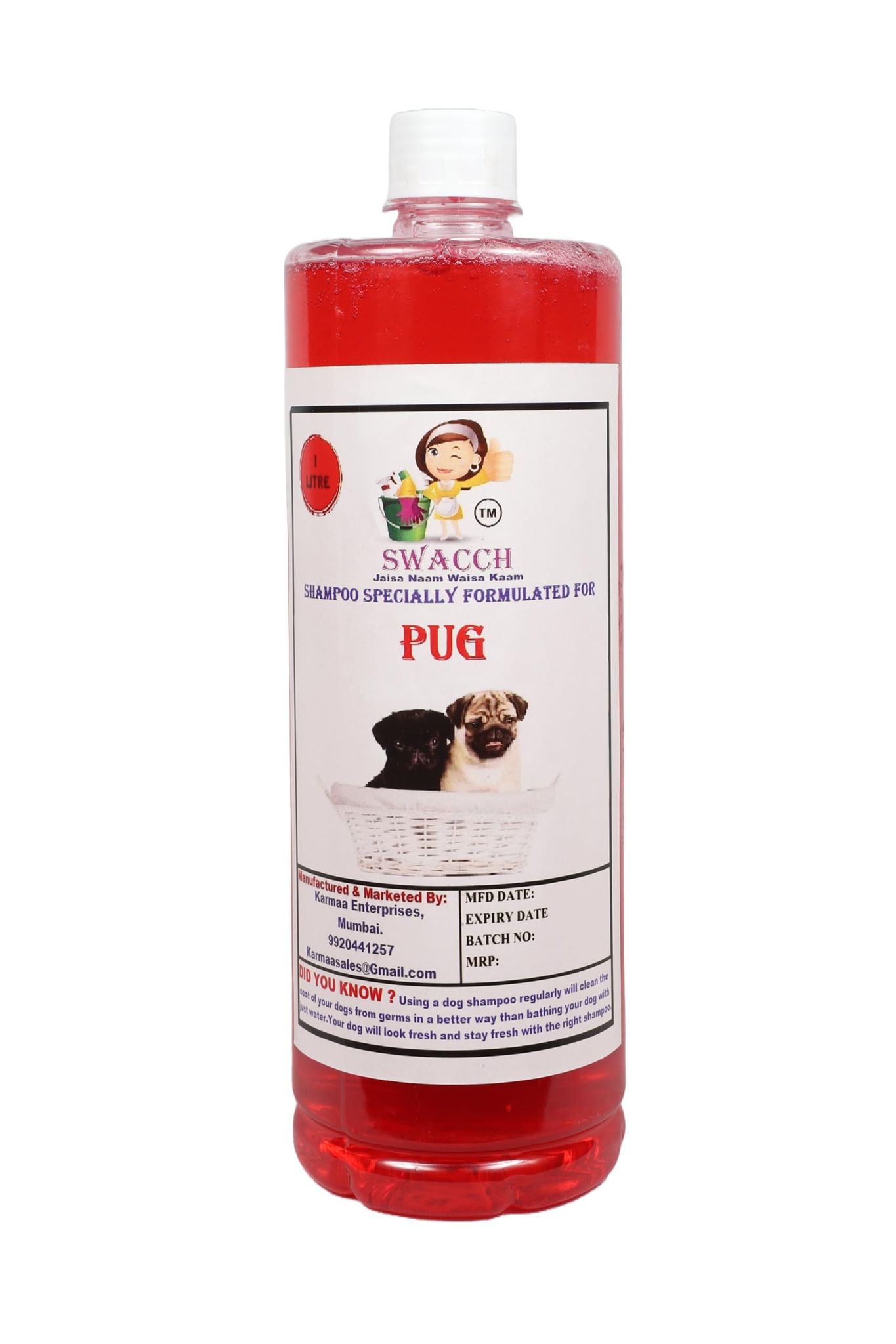 SWACCH Shampoo Specially FORMULATED for Pug (1 Litre) Strawberry