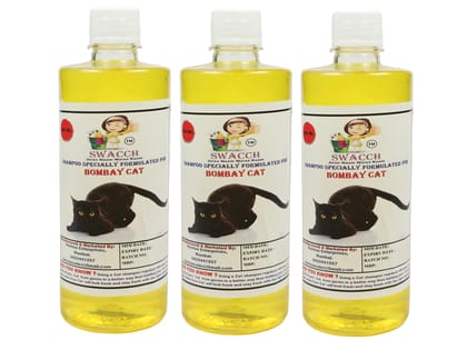SWACCH Shampoo Specially FORMULATED for Bombay CAT (500ML) (Pack of 3) Lemon
