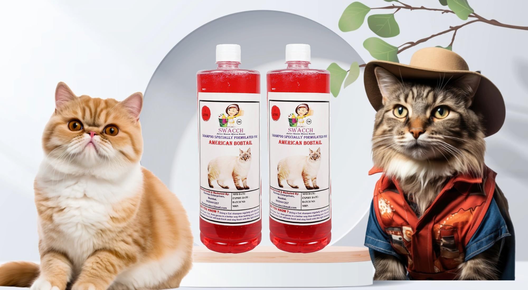 Swacch Shampoo Specially Formulated for American Bobtail (1 Litre) (Pack of 2) Jasmine