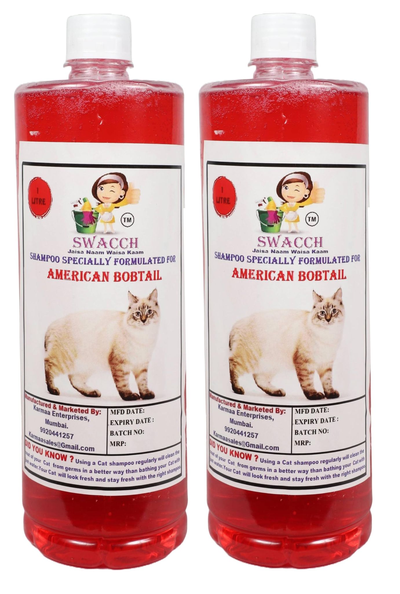 Swacch Shampoo Specially Formulated for American Bobtail (1 Litre) (Combo Pack of 2) Jasmine