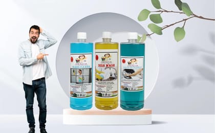 HOME CARE COMBO Glass Cleaner, Dish Wash Lemon & Liquid Detergent (1 Litre) (Pack of 3)