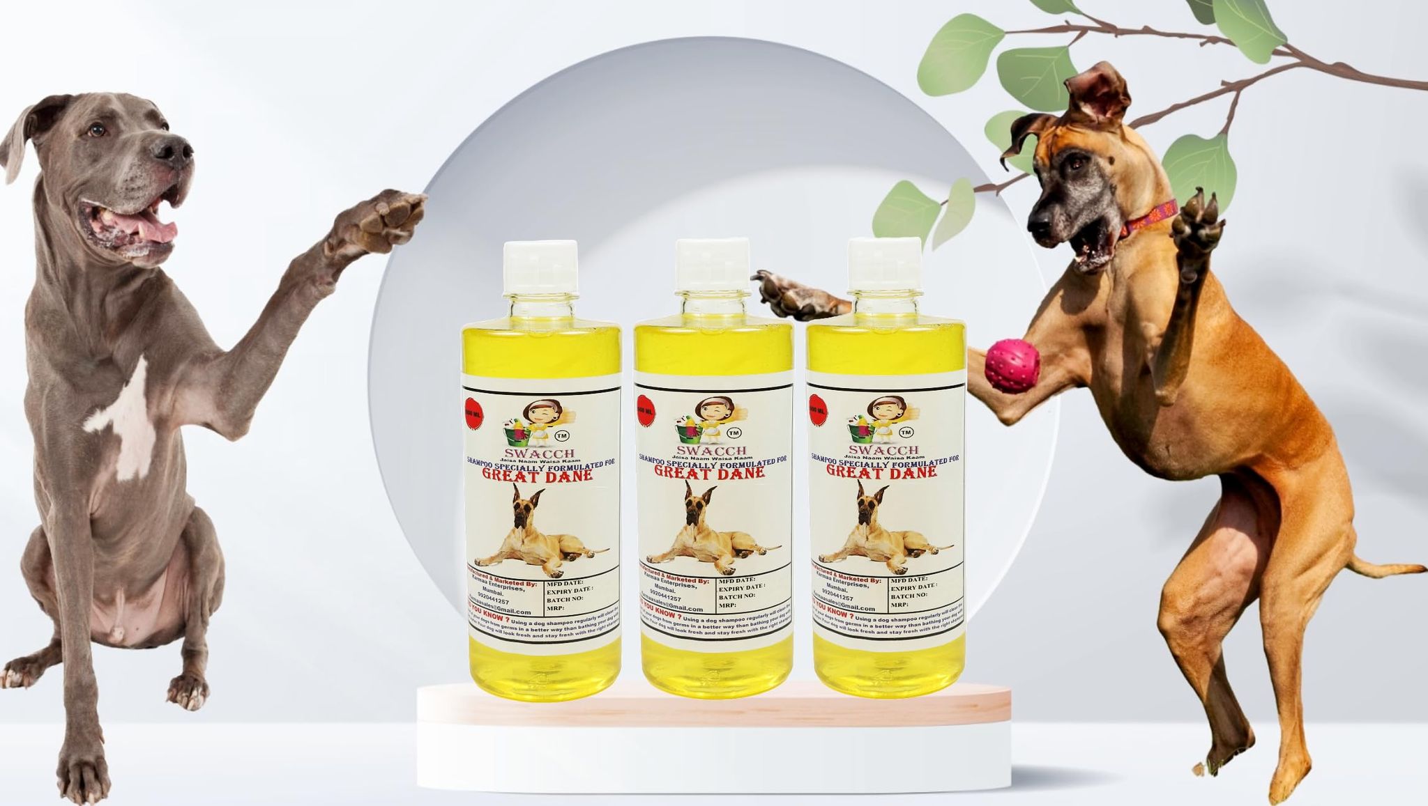Swacch Shampoo Specially Formulated for Great DANE (500ML) (Pack of 3) Lemon