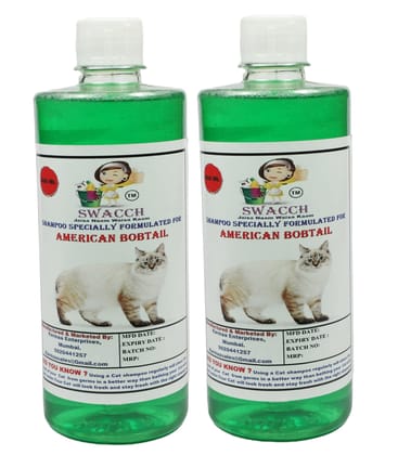 Swacch Shampoo Specially Formulated for American Bobtail (500ml) (Combo Pack of 2) Neem Alovera