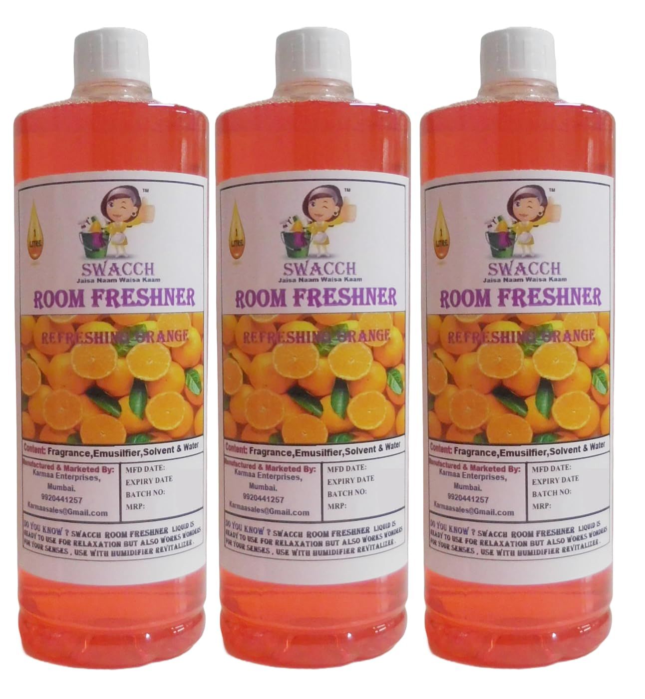 Swacch Room Freshner (1 Litre) (Pack of 3) Orange