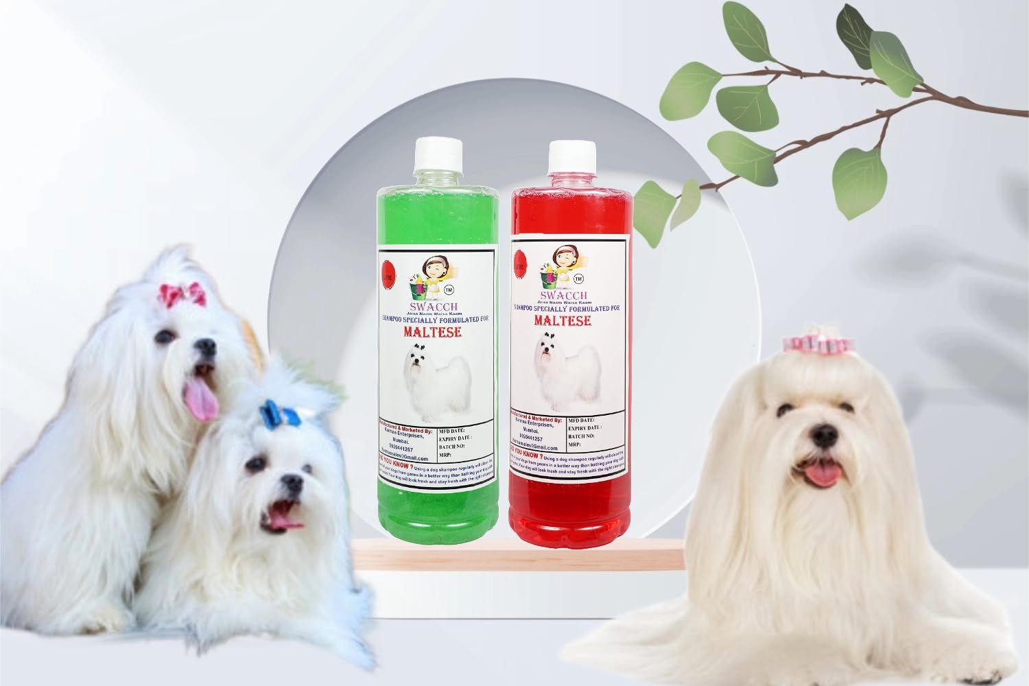 Swacch Shampoo Specially Formulated for Maltese (1 Litre) (Combo Pack of 2) Neem Alovera & Strawberry