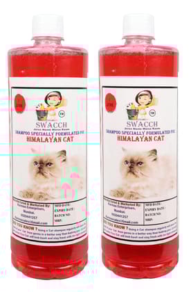 Swacch Shampoo Specially Formulated for Himalayan Cat (1 Litre) (Pack of 2) Strawberry