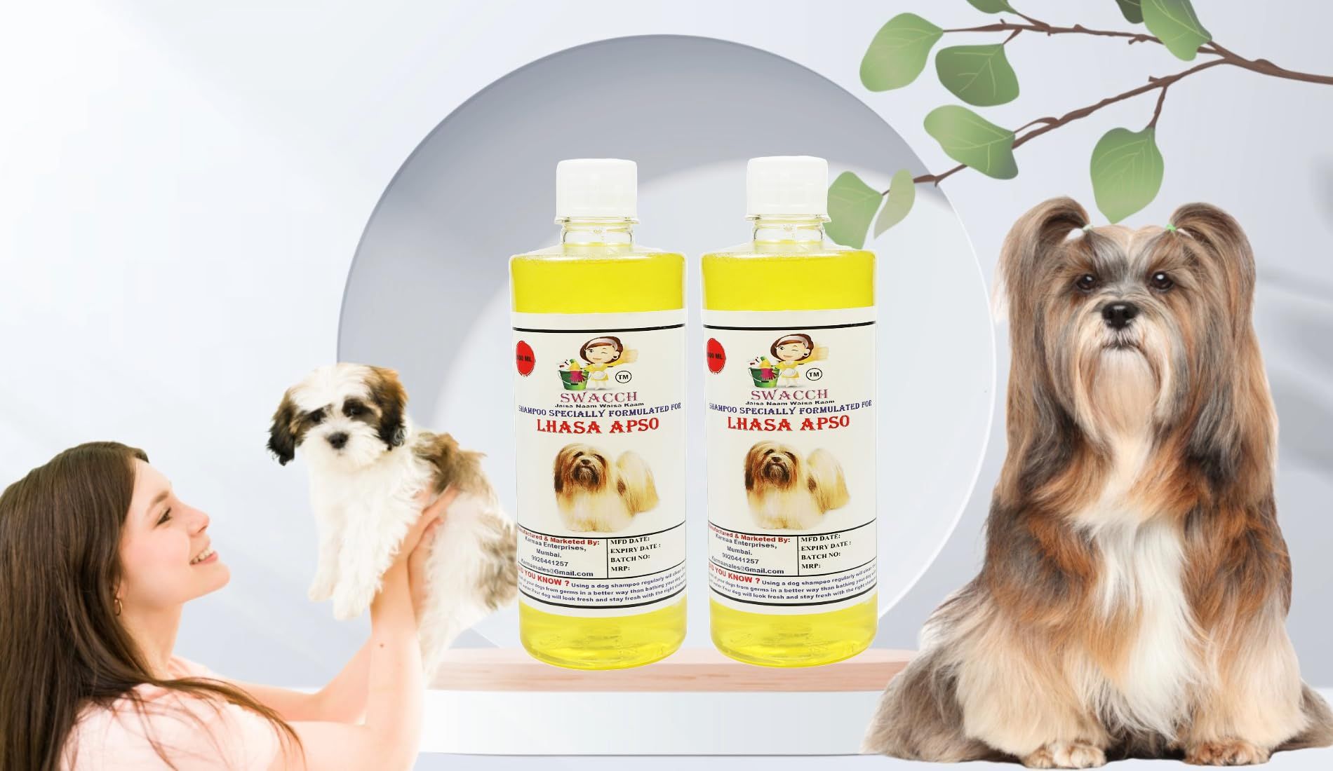 Swacch Shampoo Specially Formulated for Lhasa APSO (500ML) (Combo Pack of 2) Lemon