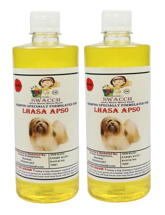 Swacch Shampoo Specially Formulated for Lhasa APSO (500ML) (Combo Pack of 2) Lemon