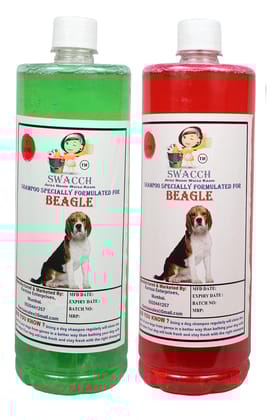 SWACCH Shampoo Specially FORMULATED for Beagle (1 Litre) (Combo Pack of 2) Strawberry & NEEM ALOVERA