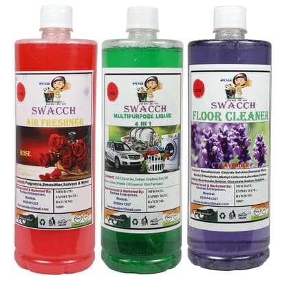 HOME CARE COMBO Air Freshner Rose, Multipurpose Liquid & Floor Cleaner Lavender 1 Litre (Pack of 3)