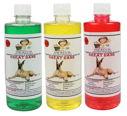 Swacch Shampoo Specially Formulated for Great DANE (500ML) (Combo Pack of 3) Neem Alovera, Lemon & Jasmine