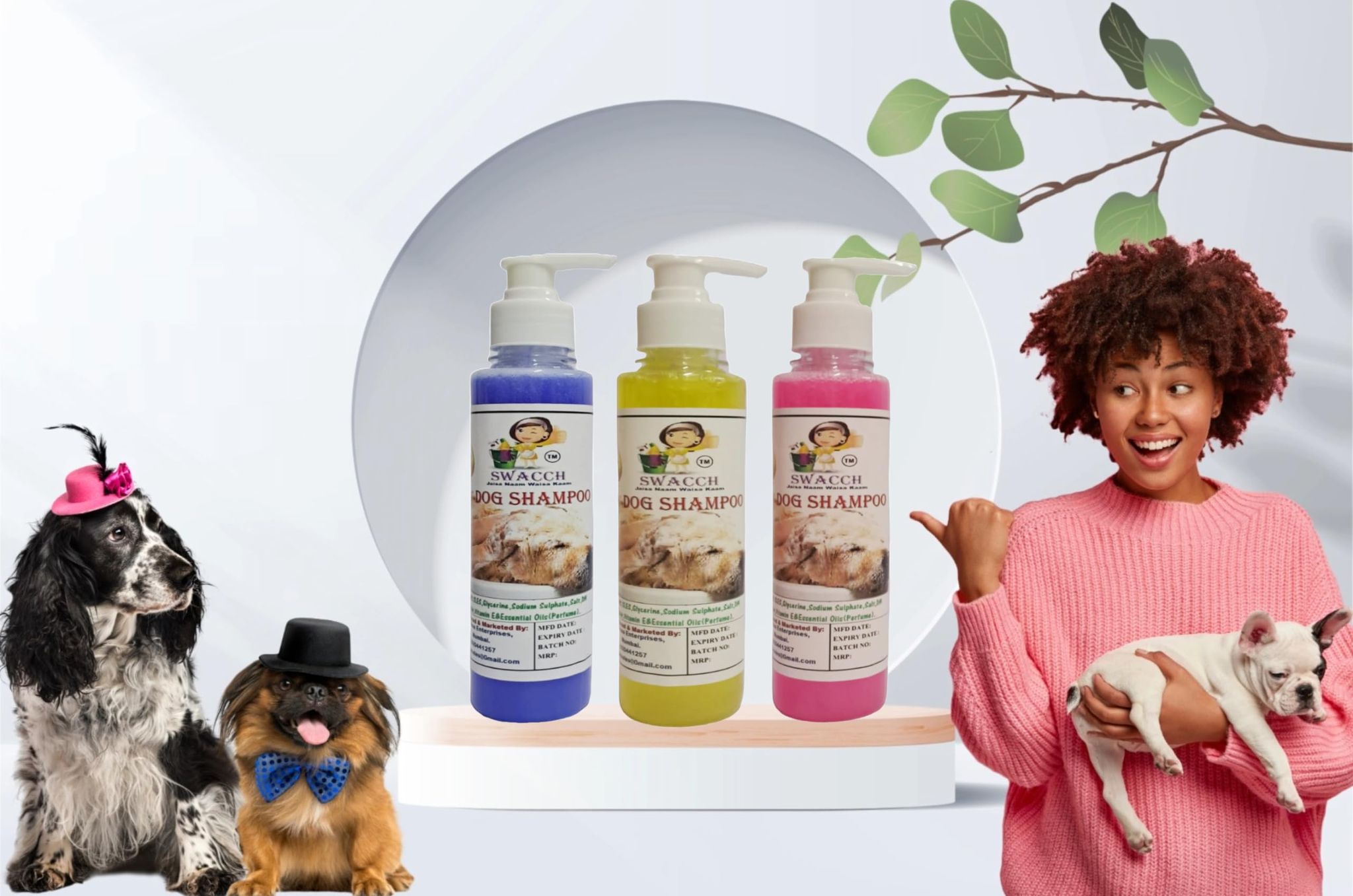 SWACCH Premium Shampoo for Dog (200ML) (Combo Pack of 3) Lavender, Lemon & Rose