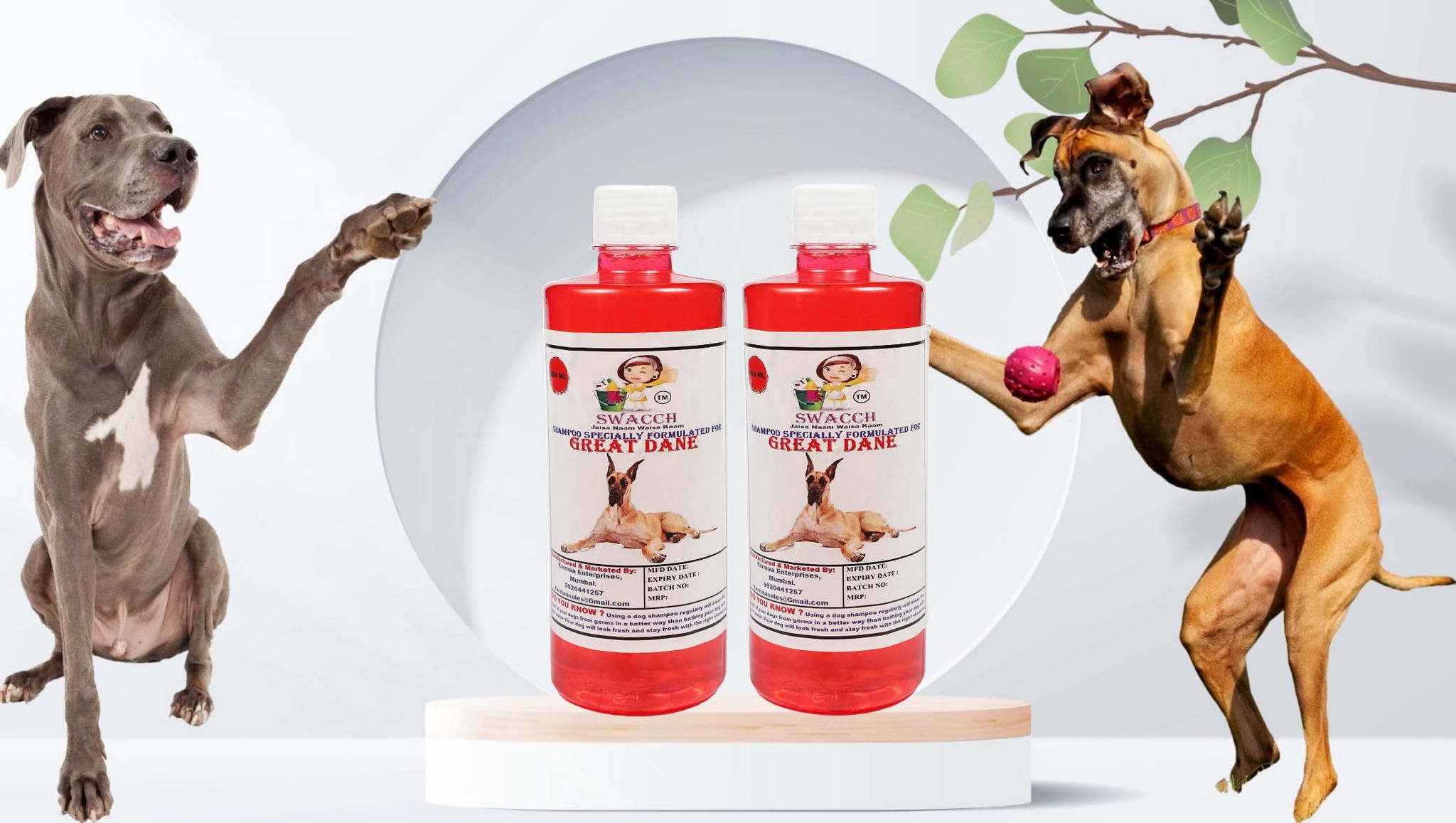 Swacch Shampoo Specially Formulated for Great DANE (500ML) (Pack of 2) Strawberry