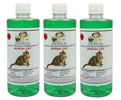 SWACCH Shampoo Specially FORMULATED for Bengal CAT (500ML) (Combo Pack of 3) NEEM ALOVERA