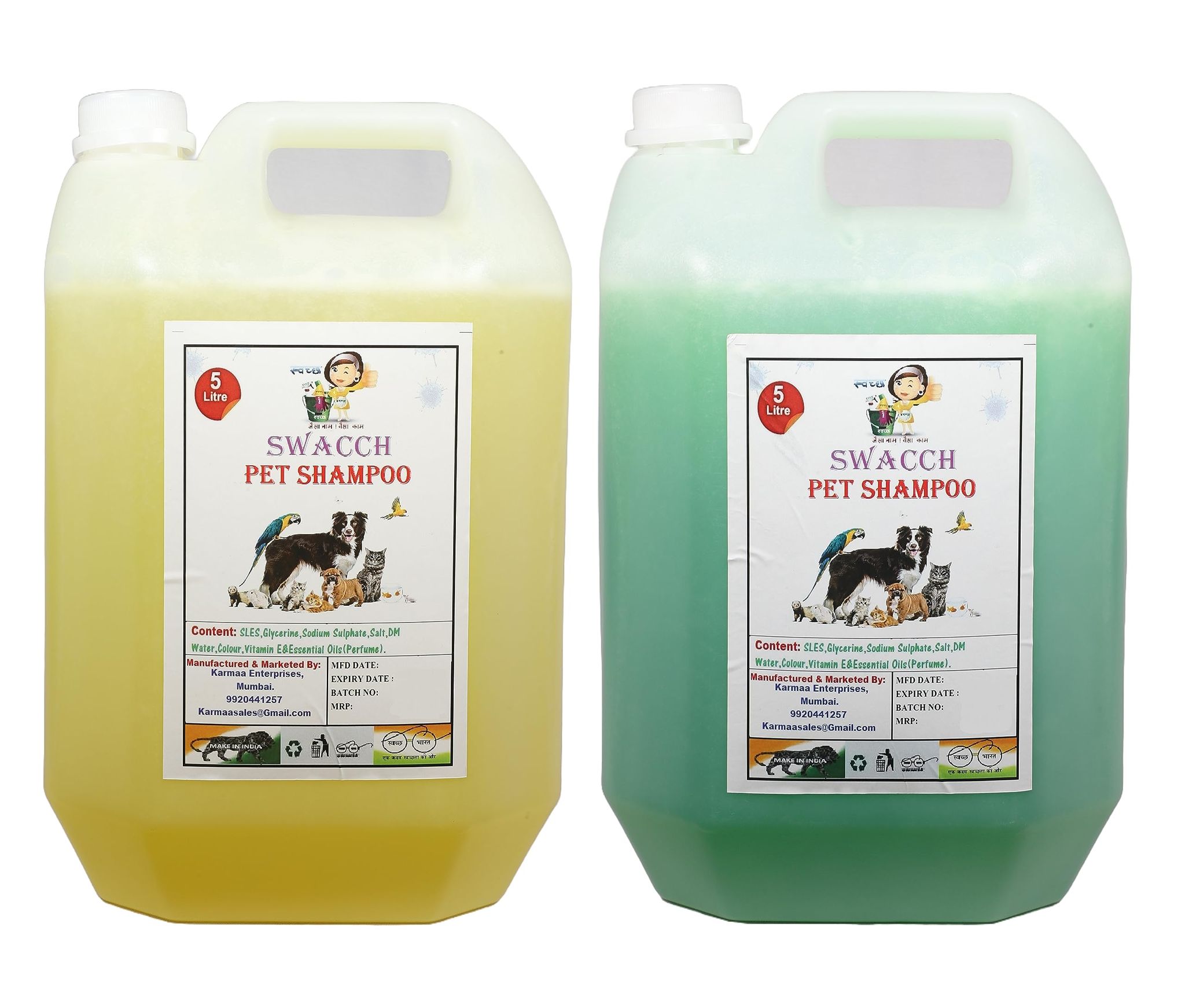 SWACCH PET Shampoo (5 Litre) (Combo Pack of 2) NEEM ALOVERA & Lemon