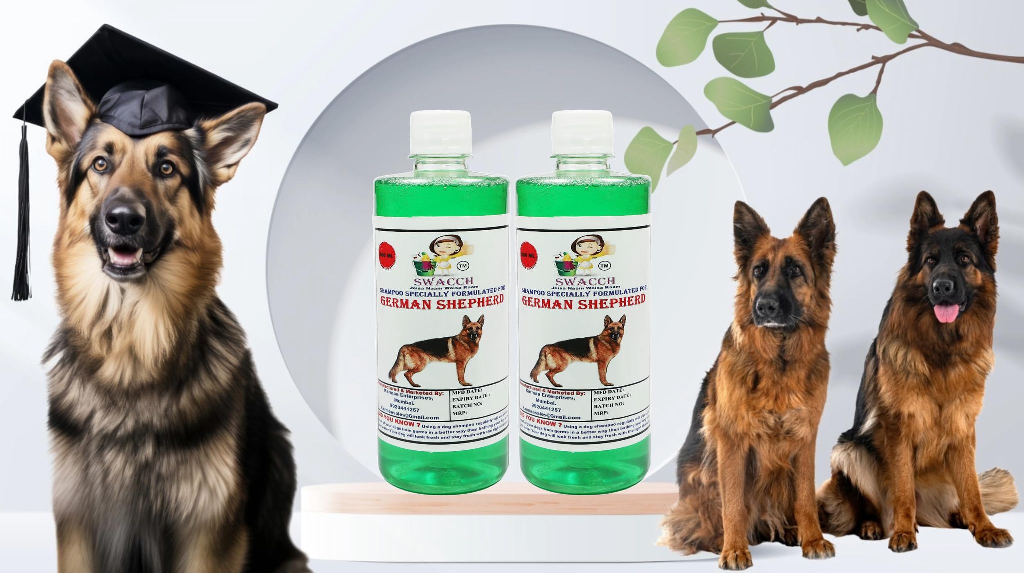Shampoo Specially Formulated for German Shepherd (500ML) (Pack of 2) Neem Alovera