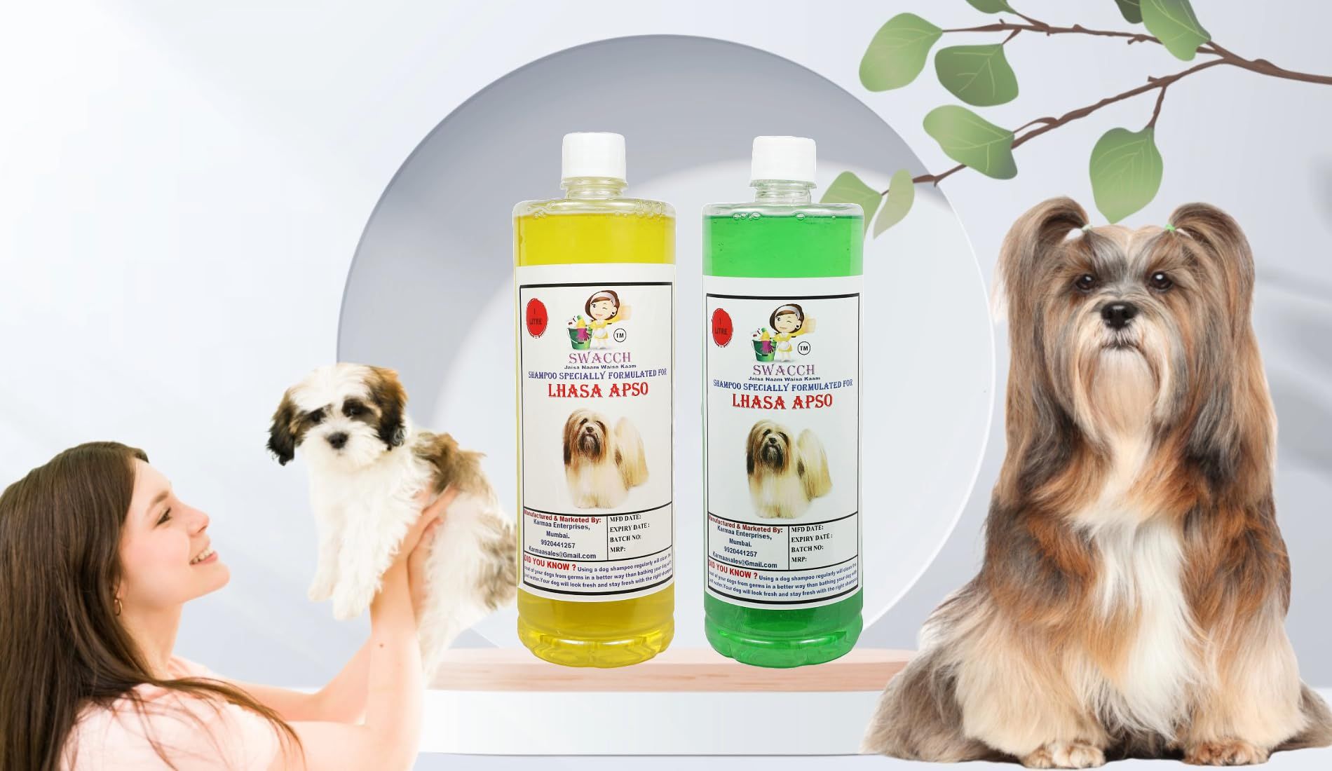 Swacch Shampoo Specially Formulated for Lhasa Apso 1 Litre (Combo Pack of 2) Lemon & Neem Alovera