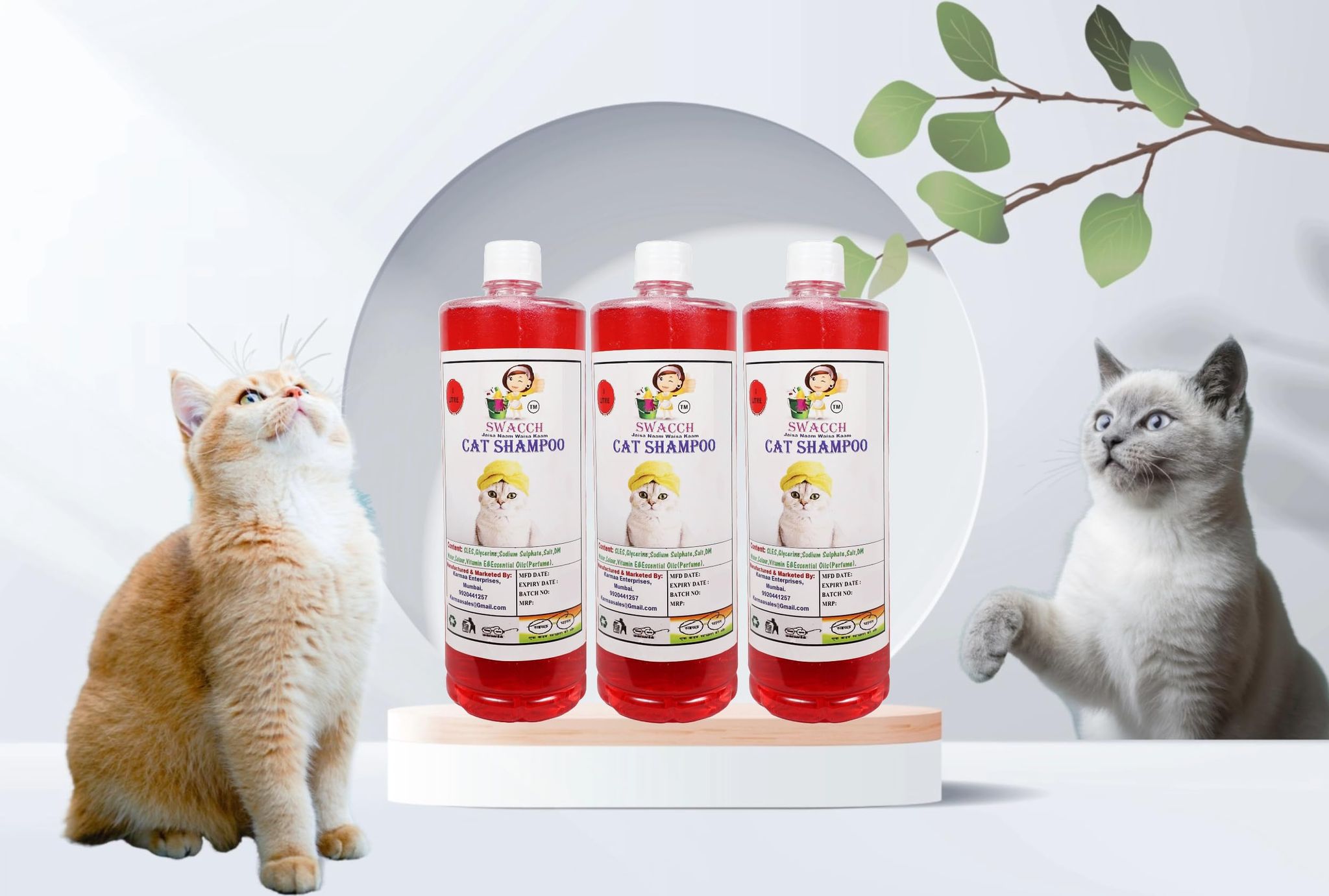 SWACCH CAT Shampoo (1 litre) (Combo Pack of 3) Strawberry