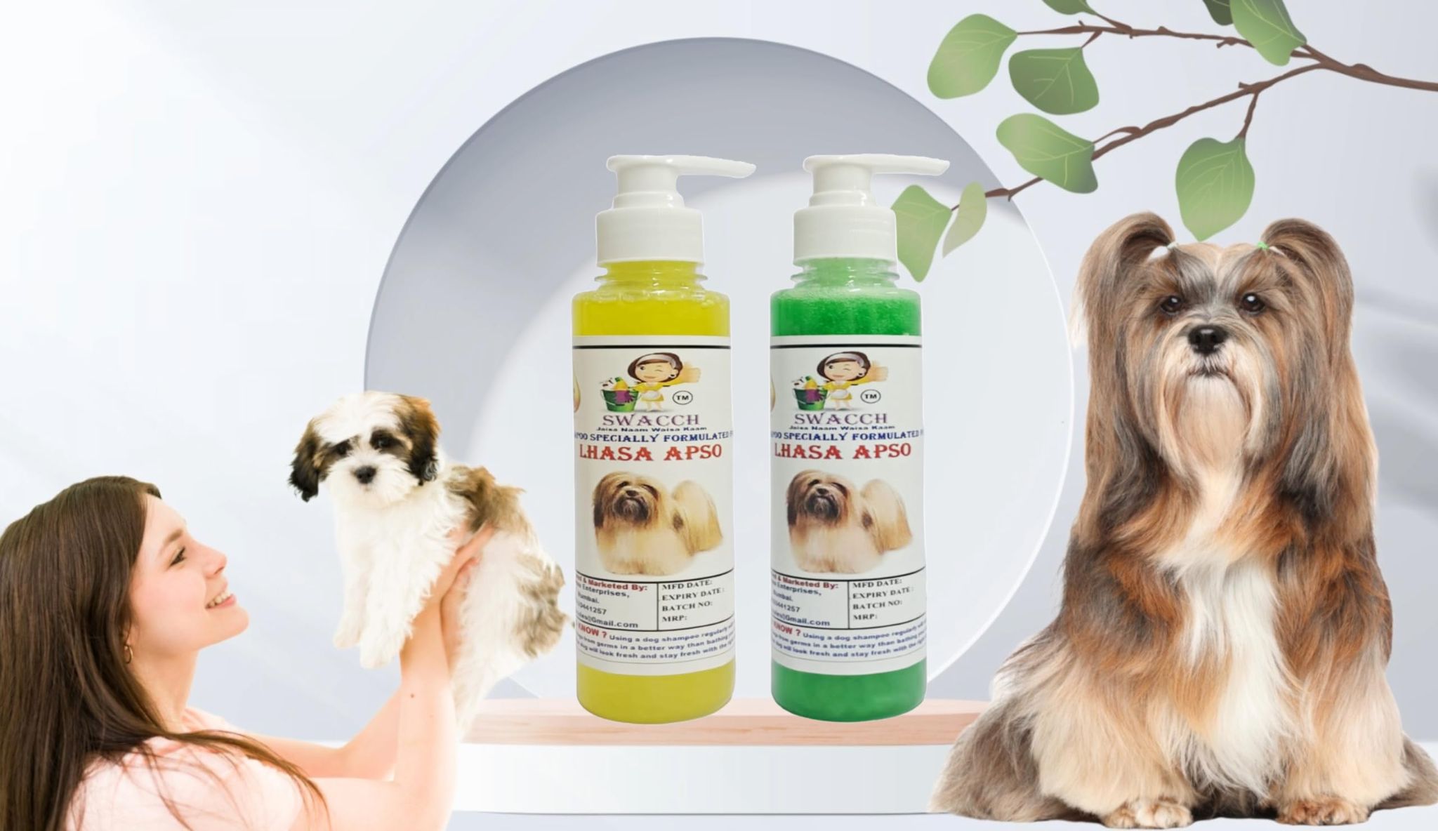 SWACCH Premium Shampoo for Lhasa APSO (200ML) (Combo Pack of 2) Lemon & NEEM ALOVERA