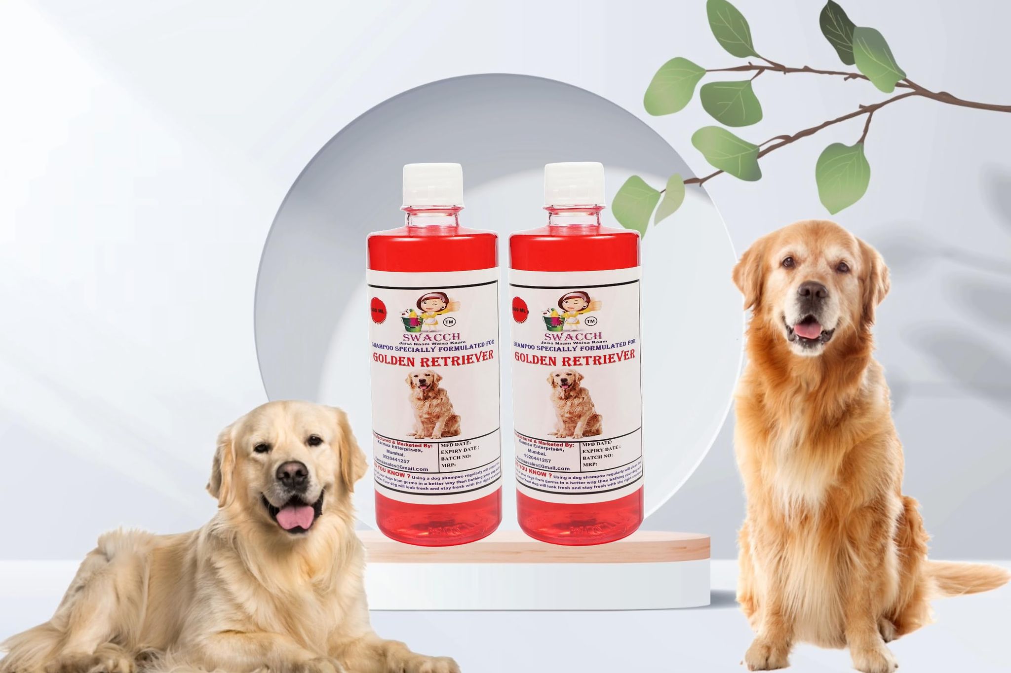 SWACCH Shampoo Specially FORMULATED for Golden Retriever (500ML) (Combo Pack of 2) Jasmine