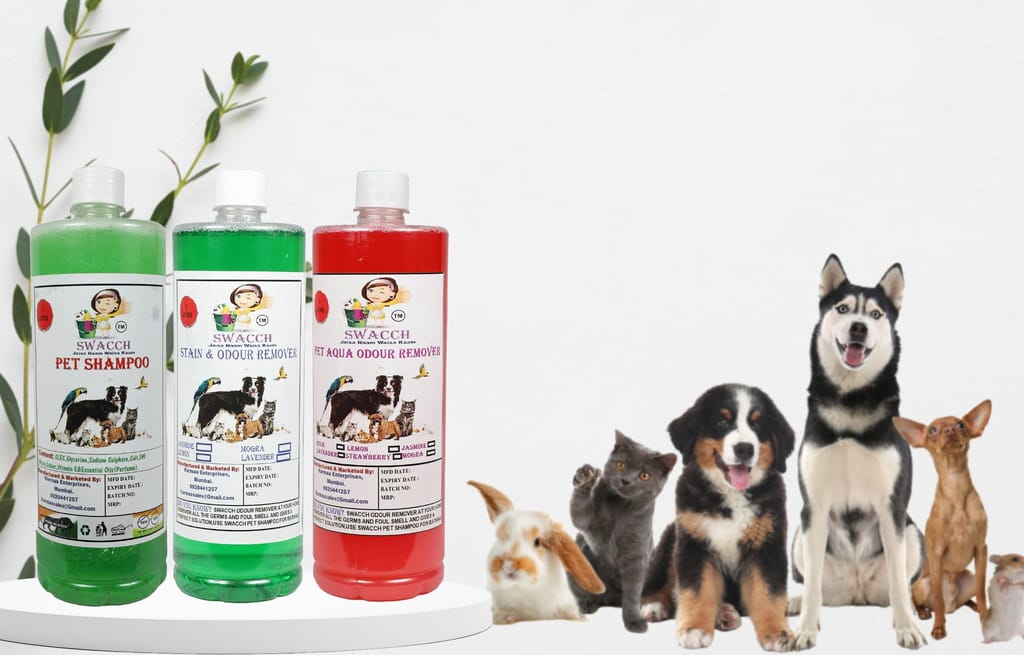 Swacch Shampoo (Jasmine) + Deodorizer (Jasmine) + Stain Remover (Strawberry) 1 Litre Each