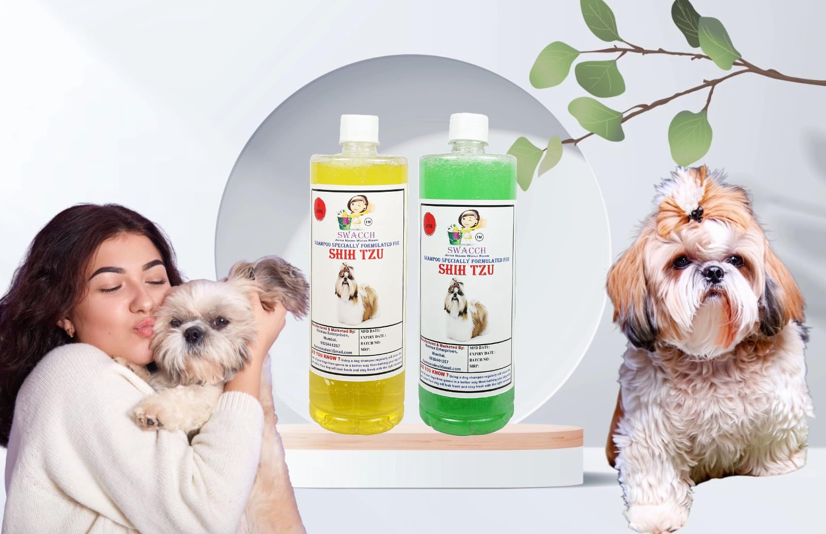 Swacch Shampoo Specially Formulated for Shih TZU (1 Litre) (Combo Pack of 2) Lemon & Neem Alovera