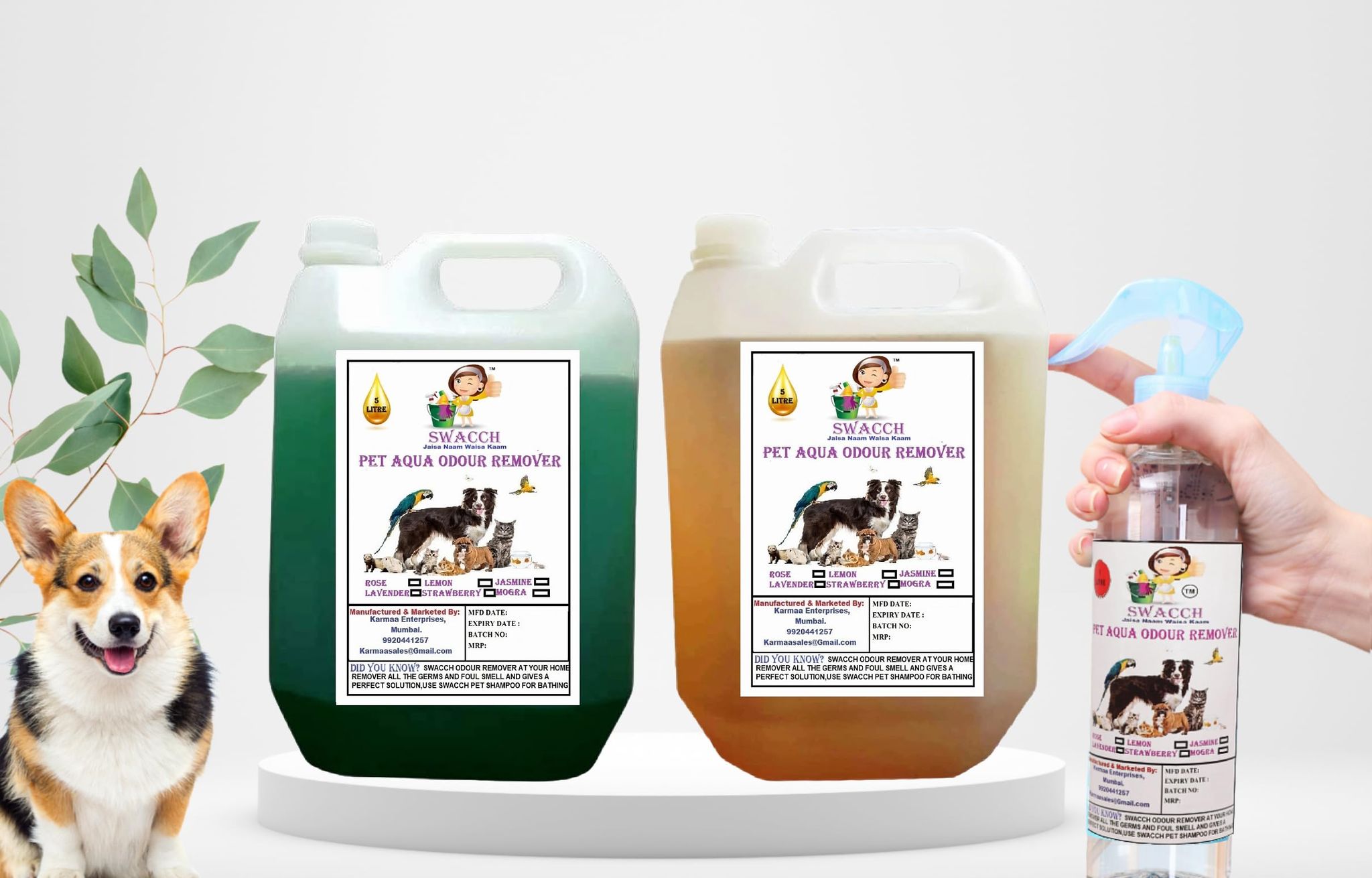 Swacch PET Aqua Odour Remover (5 Litre) (Pack of 2) Mogra & Lavender