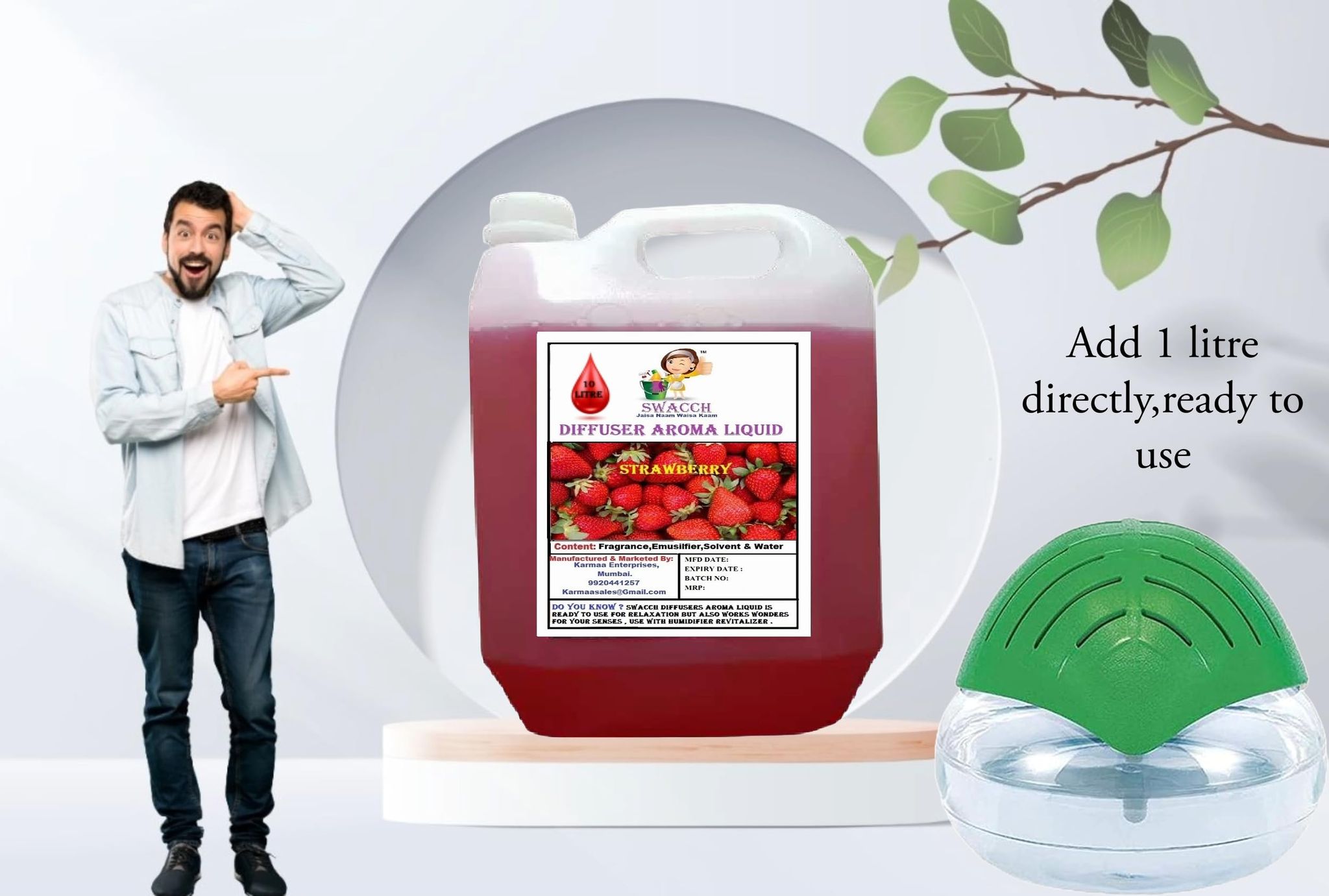 Swacch Diffuser Aroma Liquid (10 Litre) strawberry