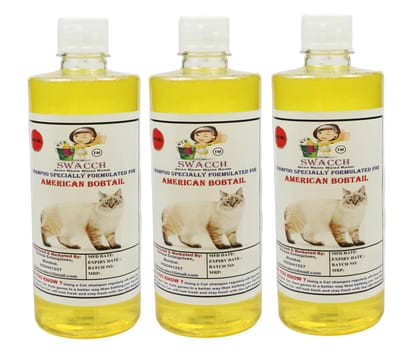 Swacch Shampoo Specially Formulated for American Bobtail (500ML) (Combo Pack of 3) Lemon