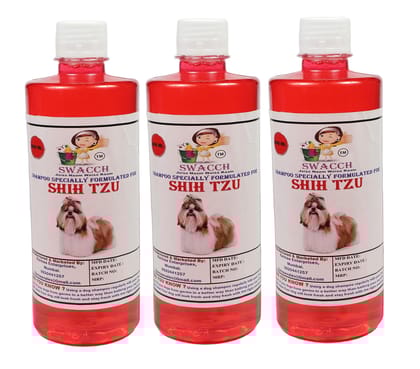 SWACCH Shampoo Specially FORMULATED for Shih TZU (500ML) (Combo Pack of 3) Strawberry