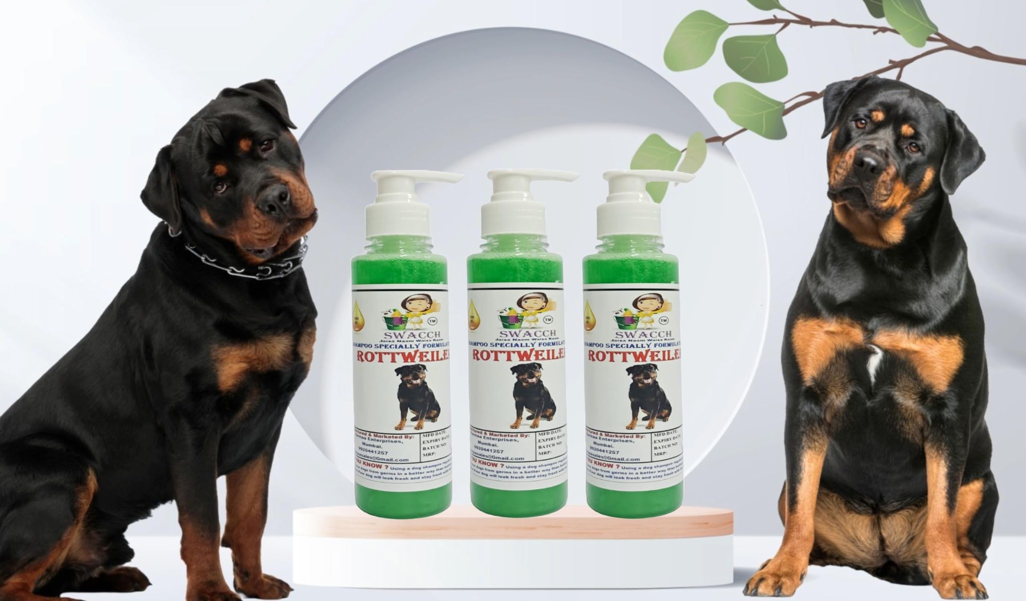 SWACCH Premium Shampoo for Rottweiler(200ML)(Pack of 3) NEEM ALOVERA