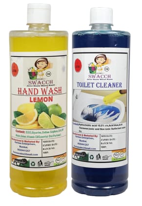 Home Care Combo Hand Wash Lemon & Toilet Cleaner (1 Litre) (Pack of 2)