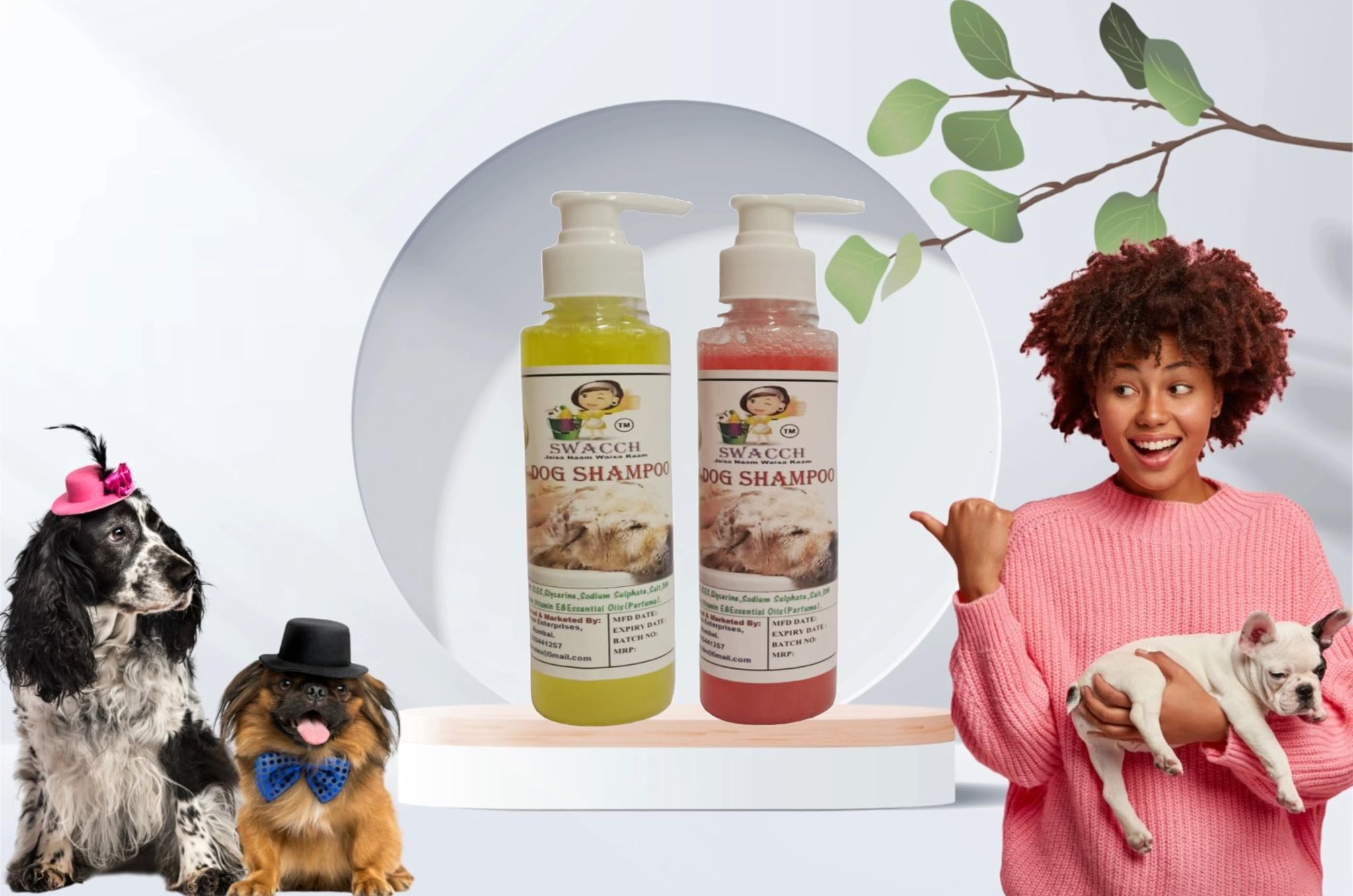 SWACCH Premium Shampoo for Dog (200ML) (Combo Pack of 2) Lemon & Jasmine